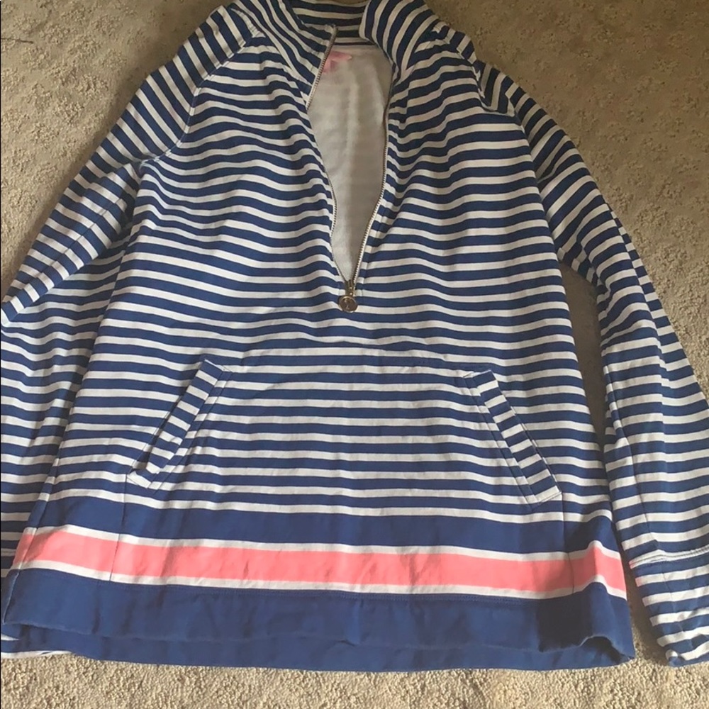 Lilly Pulitzer Navy and Pink Quarter-zip